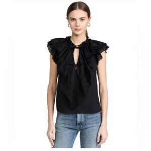 Ulla Johnson Black Ruffle Top